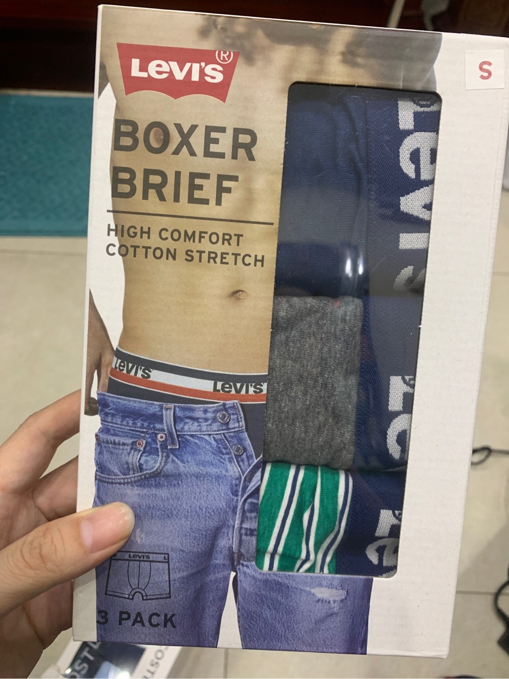 Set 3 sịp boxer - Navy Xám Kẻ xanh lá