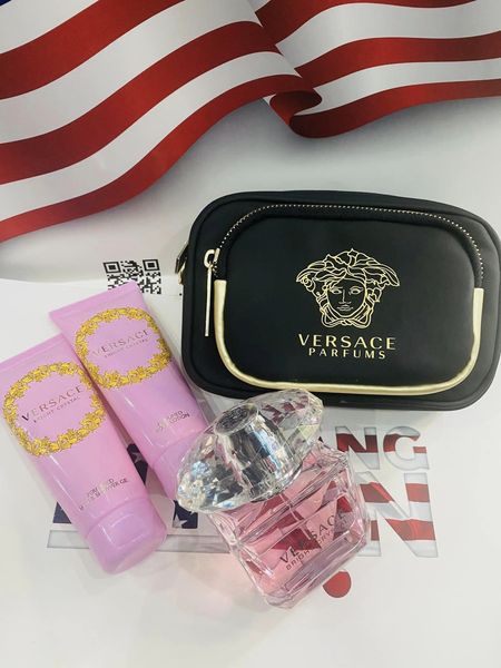 Set nước hoa nữ Versace Bright Crystal - Hộp hồng hoạ tiết
