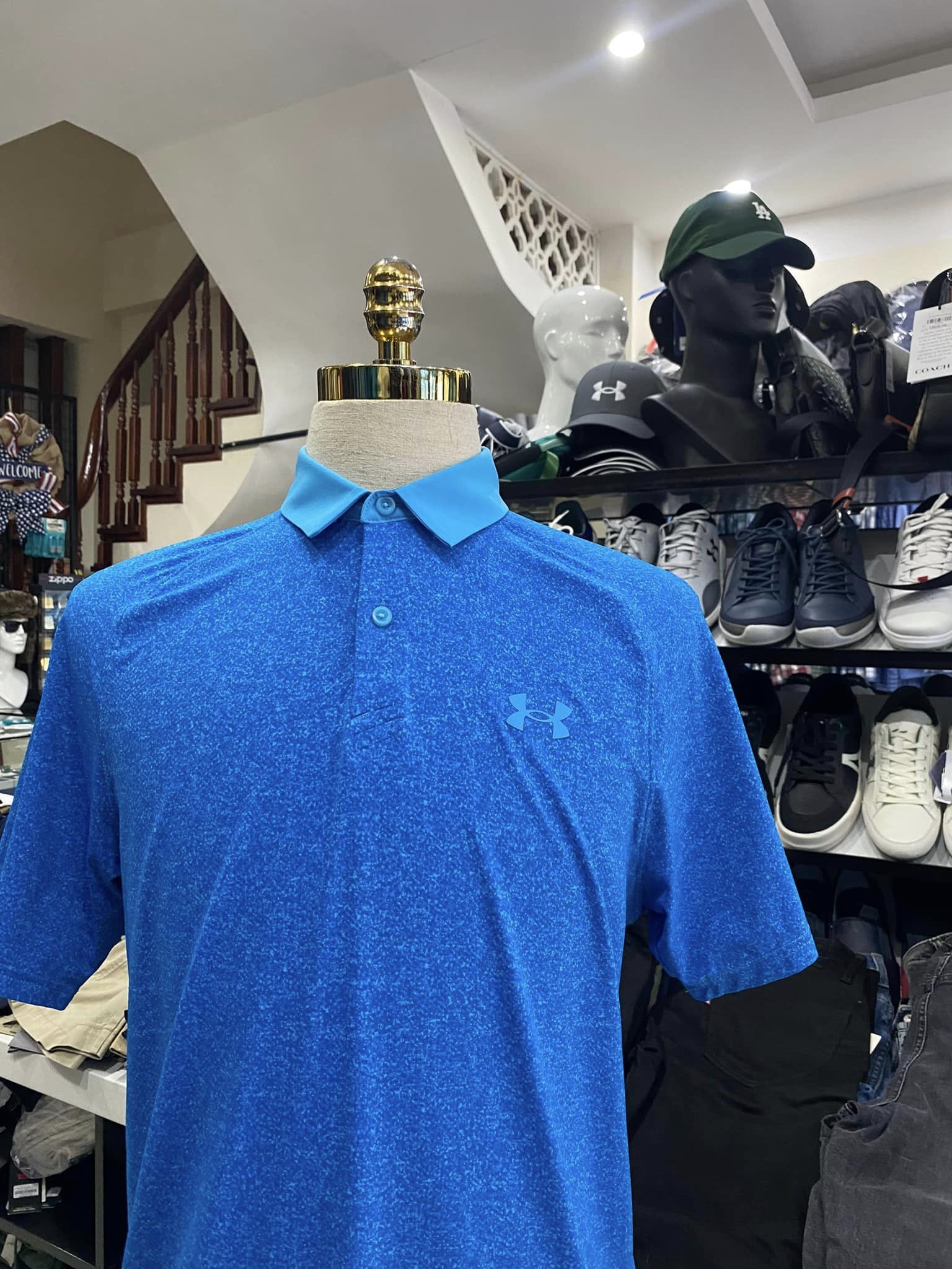 Áo Golf nam Under Armour - Xanh da trời chấm