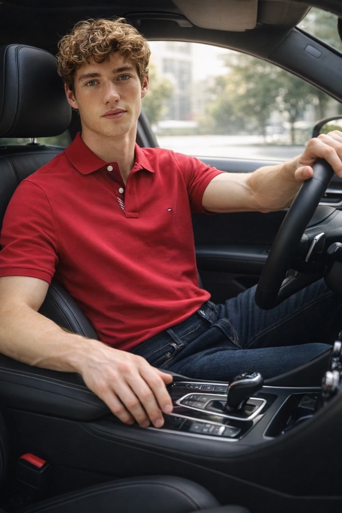 Polo Tommy Hilfiger Piqué Placket Interest Regular Fit - Medium Red