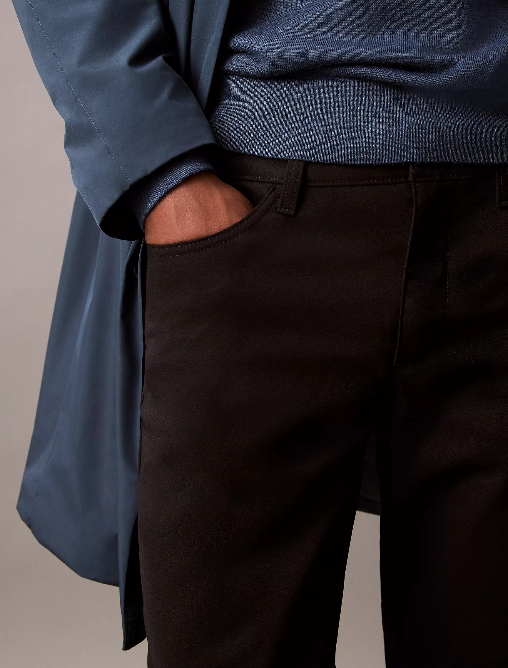 Khaki Calvin Klein Slim Move 5-Pocket Pant - Black