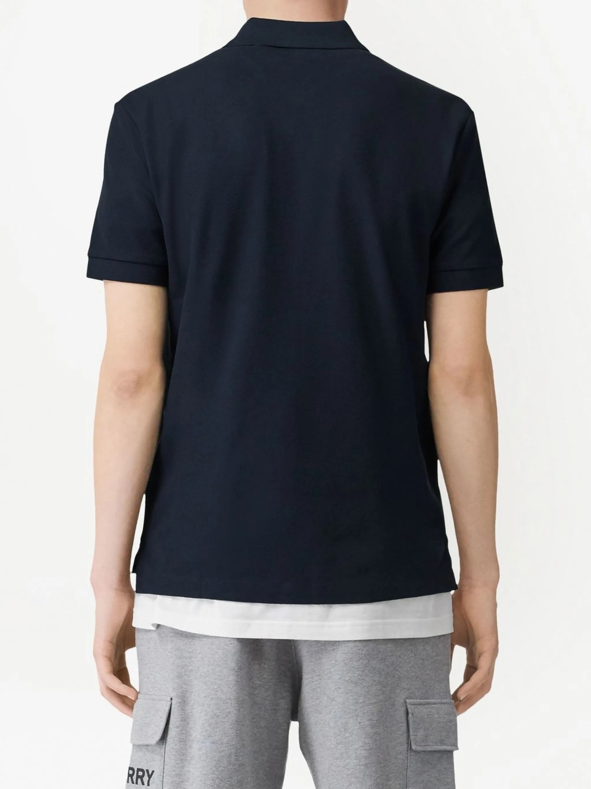 Polo-Shirt Burberry Logo-Embroidered Piqué - Navy
