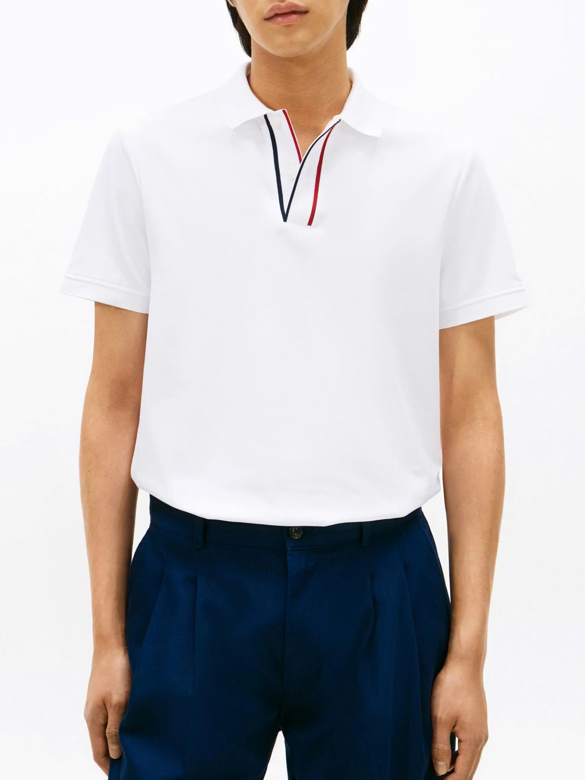 Polo Tommy Hilfiger Signature Stripe Placket Interlock - White