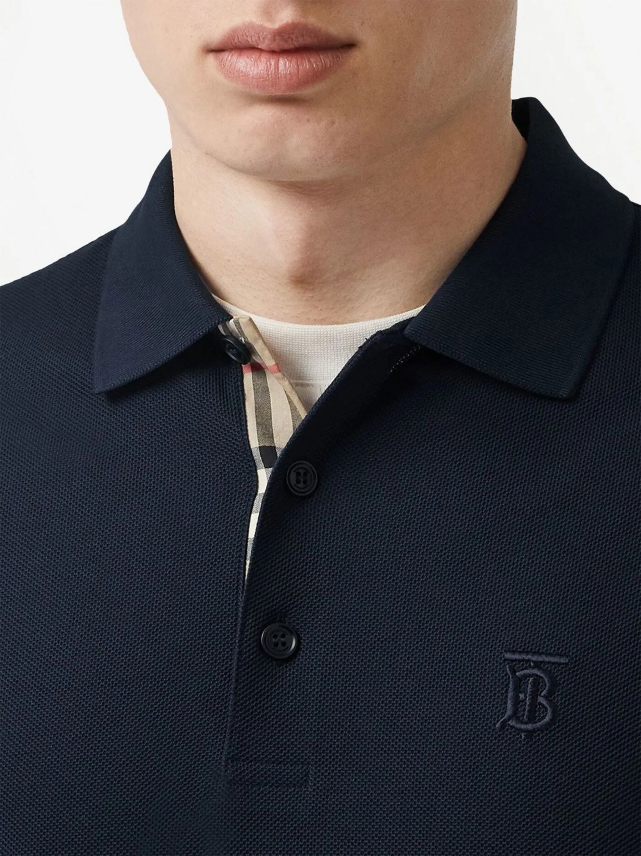 Polo-Shirt Burberry Logo-Embroidered Piqué - Navy