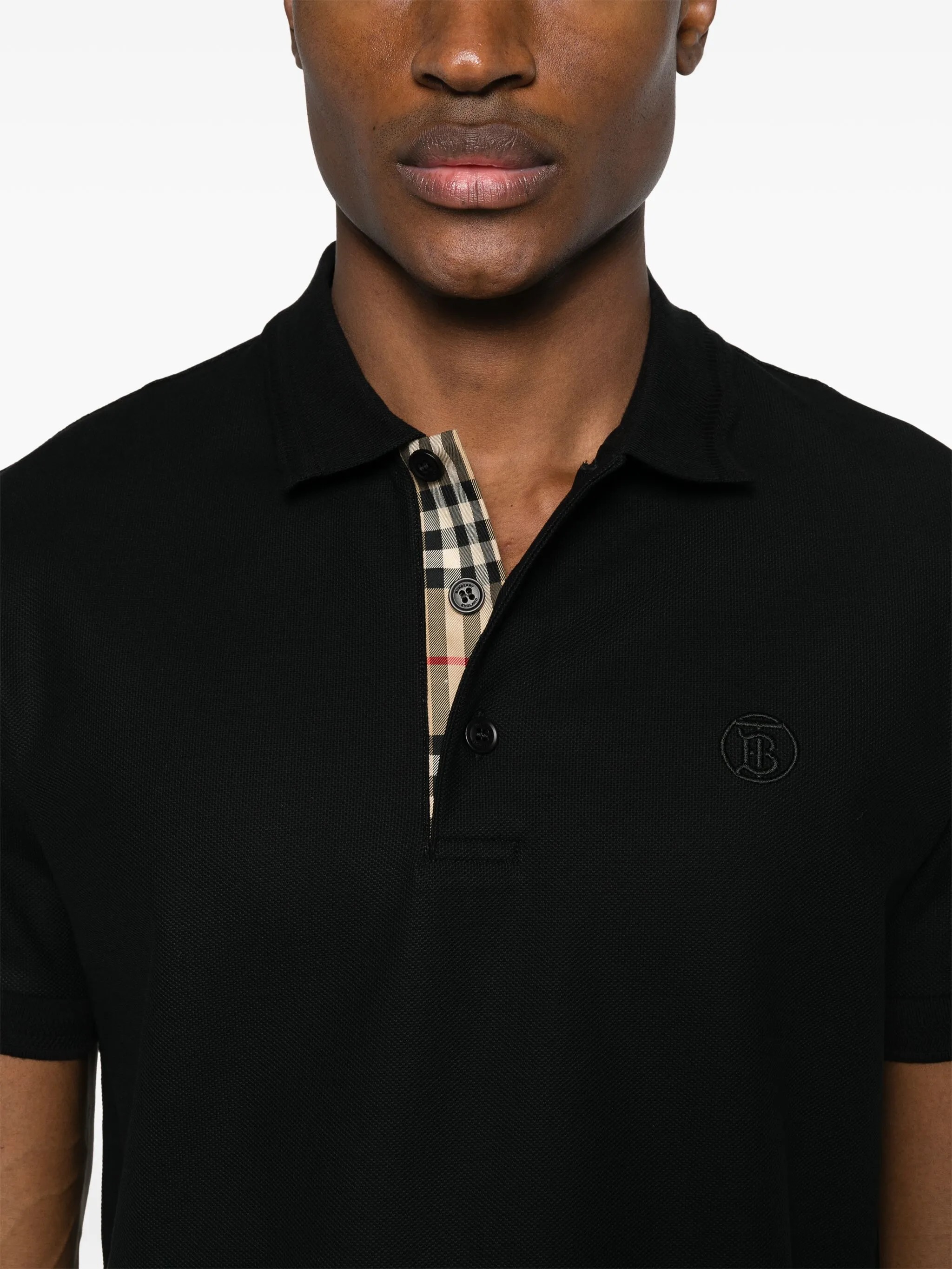 Polo-Shirt Burberry Logo-Embroidered Piqué - Black
