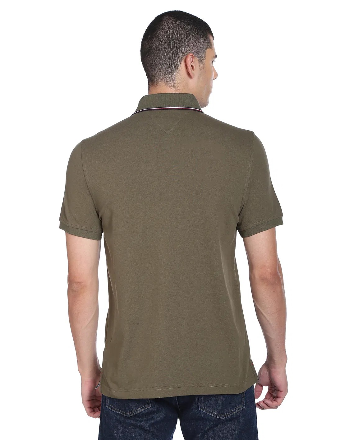 Tommy Hilfiger Tipped Collar Pique Knit Polo - Army Green