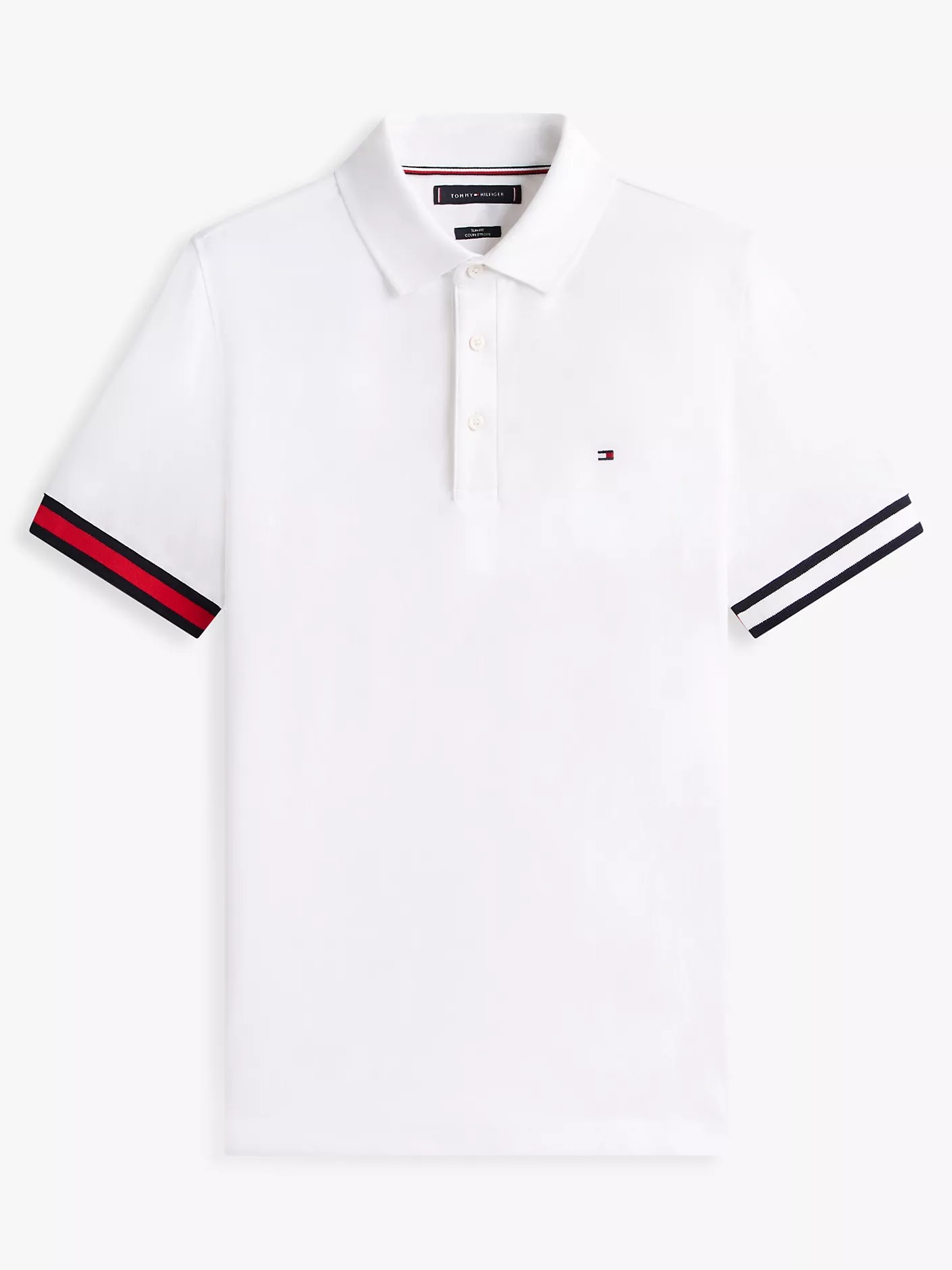 Polo Tommy Hilfiger Slim Fit Flag Tipped - Optic White