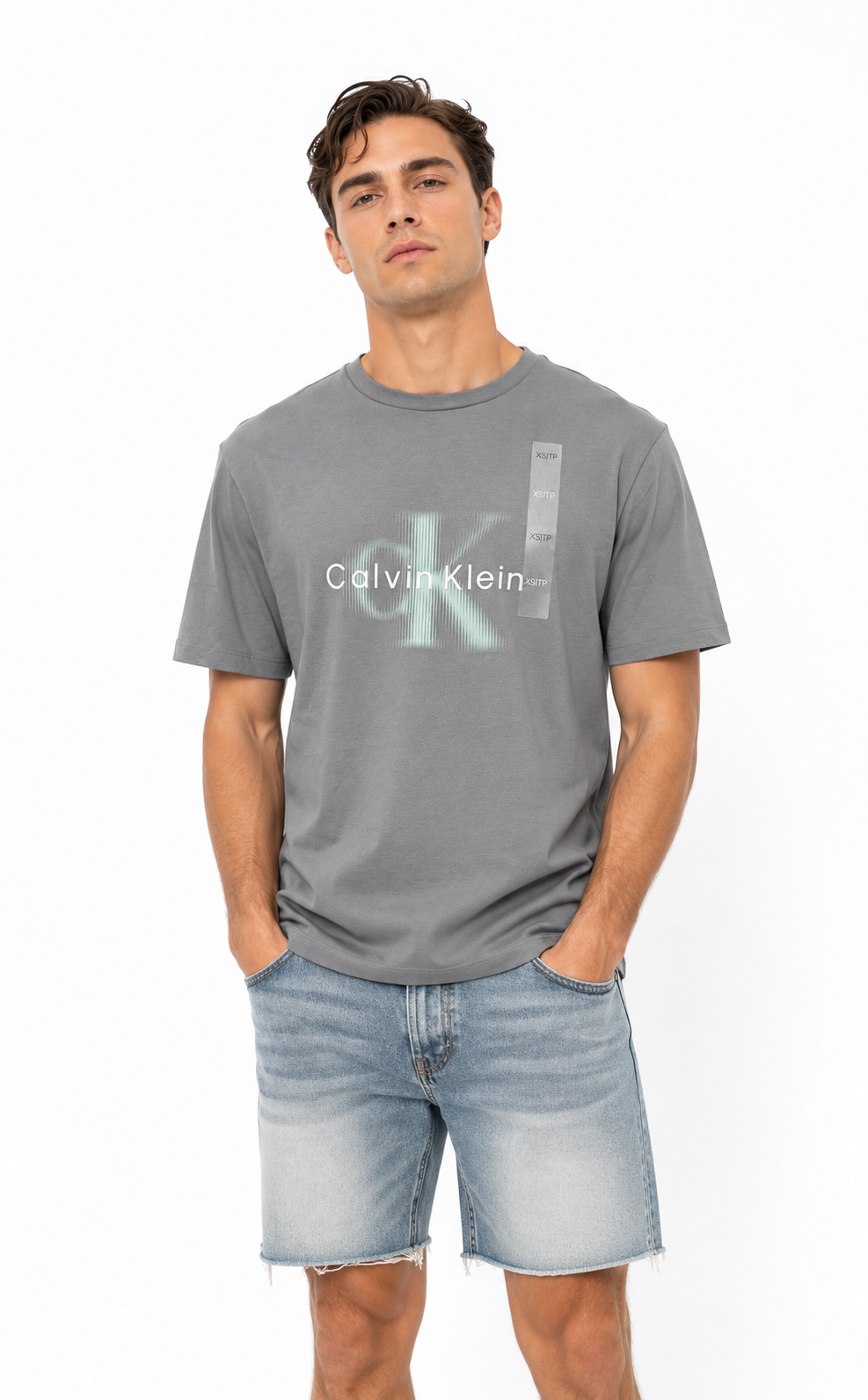 Thun Calvin Klein ghi chữ CK xanh lá mờ