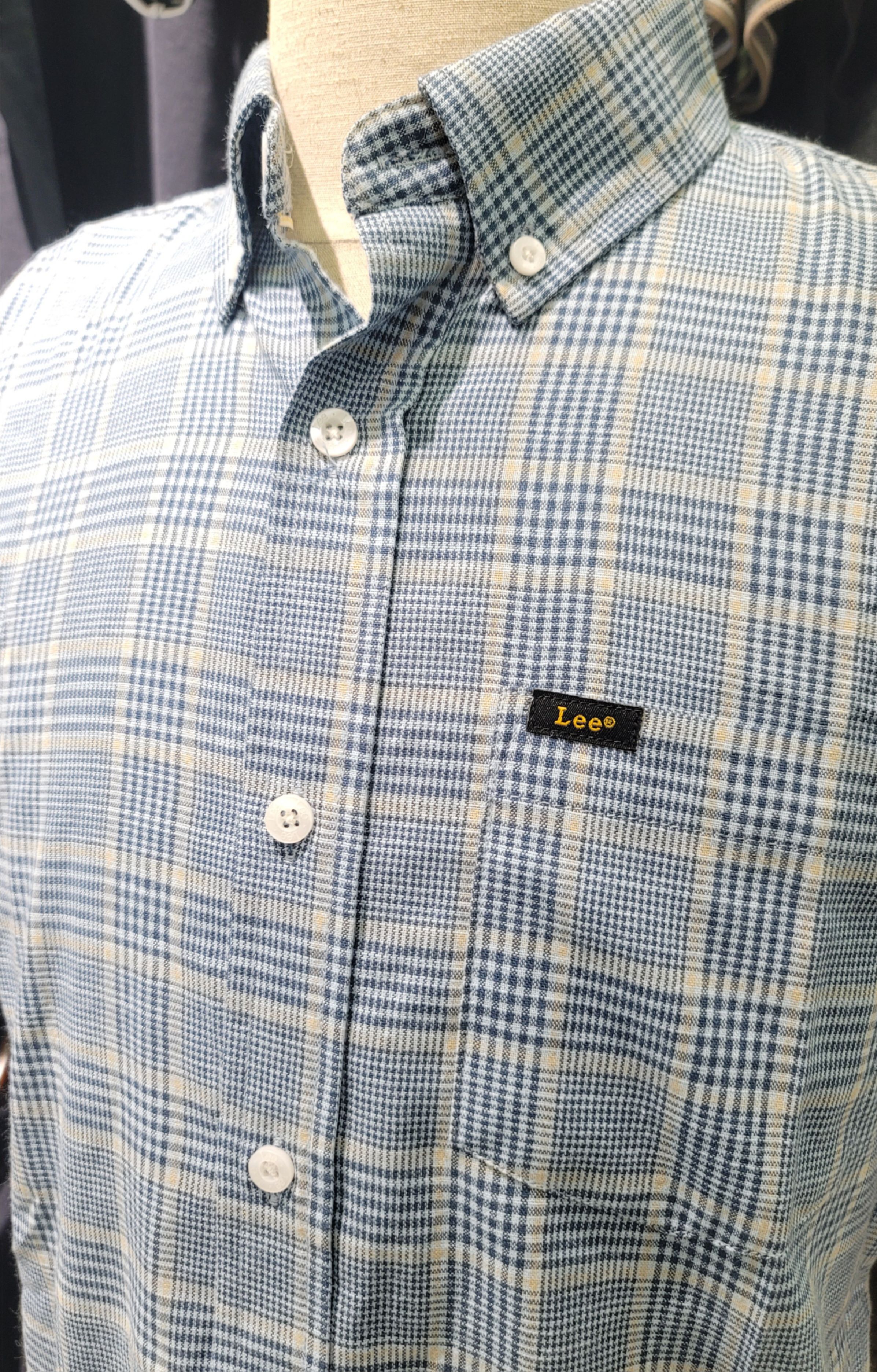 Sơ mi cộc tay Lee - caro xanh nhạt