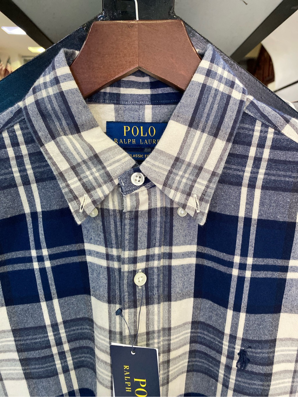 Sơ mi dài tay ralph lauren old white navy