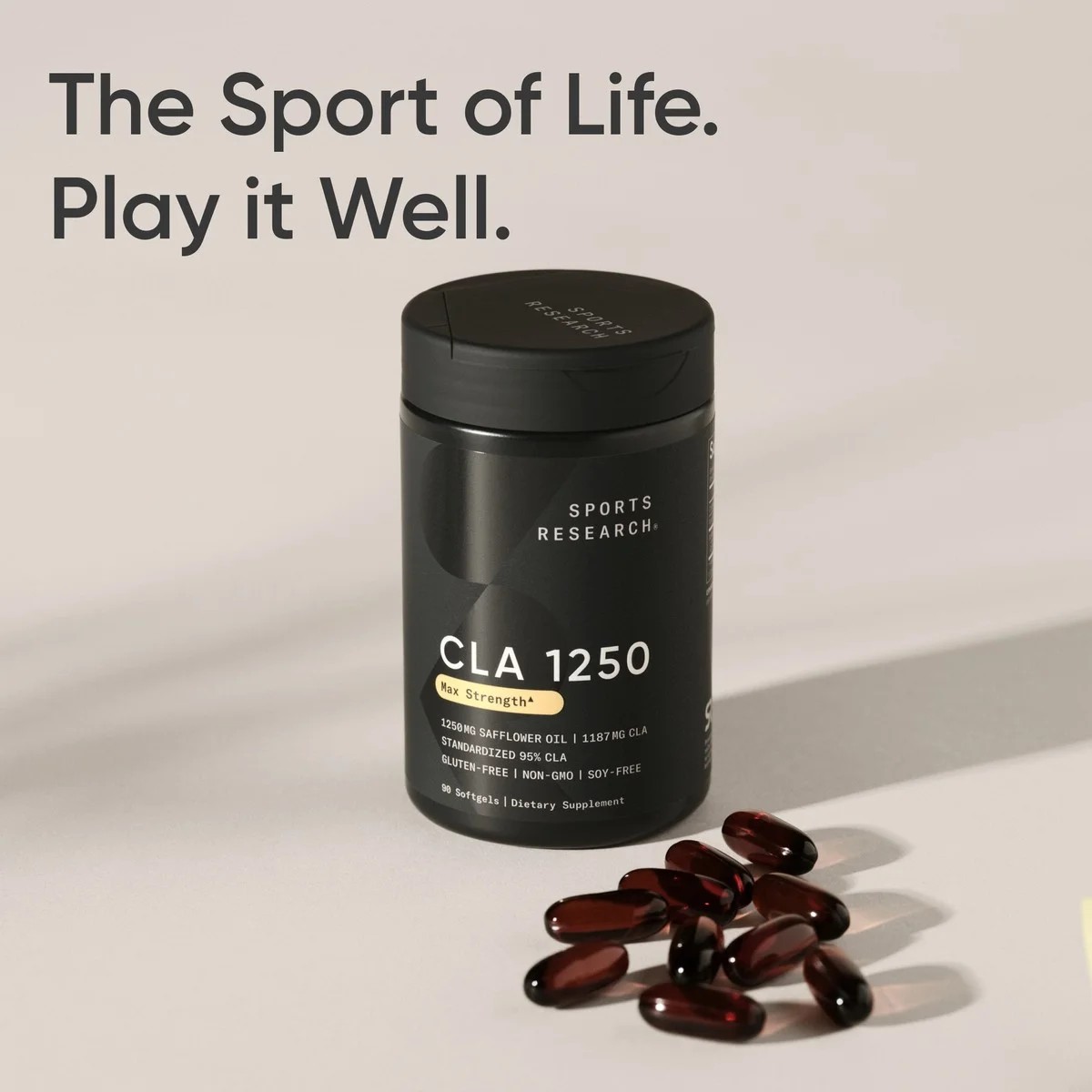 Thực Phẩm Bổ Sung Thể Hình: Viên Uống Hỗ Trợ Giảm Mỡ Thừa Sports Research Max Potency CLA 1250 - hộp 90 viên