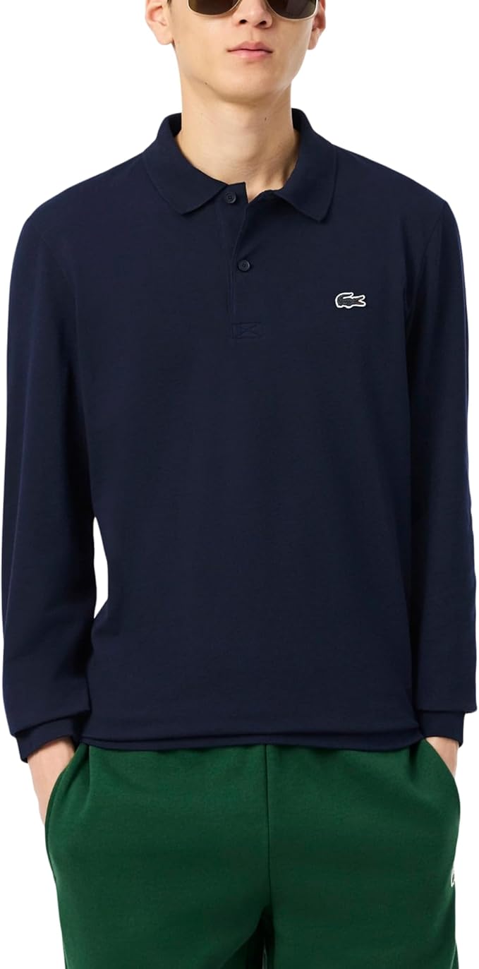 Polo Shirt Lacoste Regular Fit Long Sleeved Cotton Blend - Navy Blue