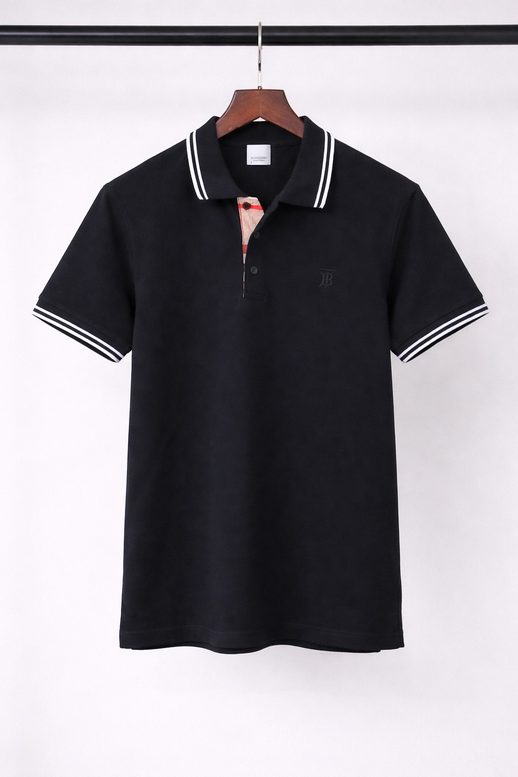 Polo Burberry TB đen kẻ cổ  - S