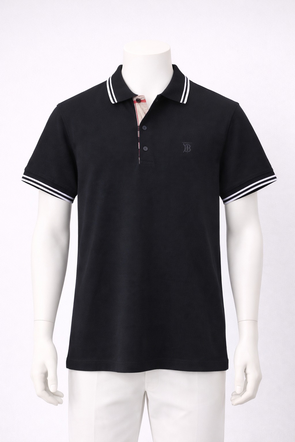 Polo Burberry TB đen kẻ cổ  - S