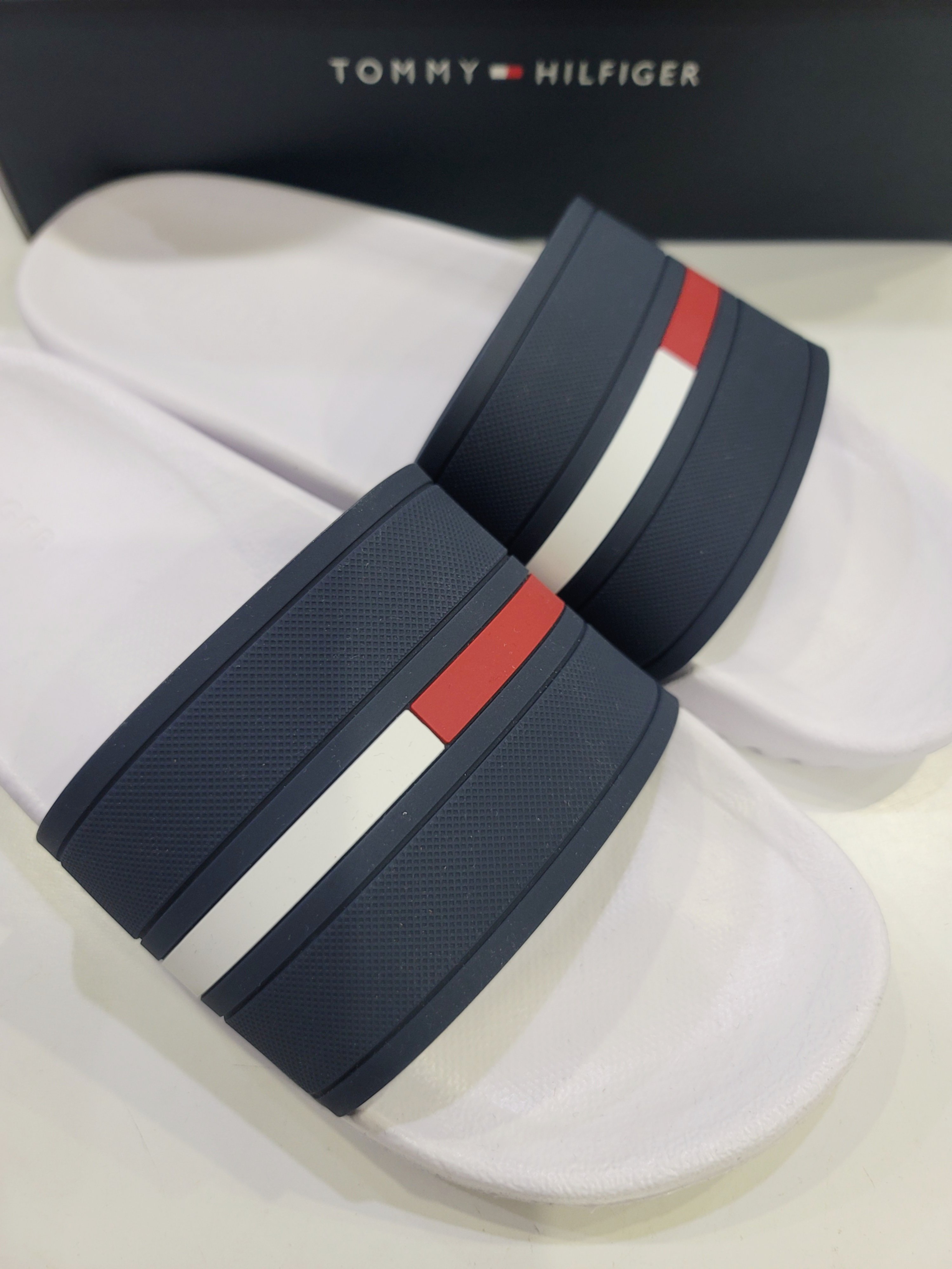 Dép Tommy Hilfiger Men's Redder Slide - White/Navy