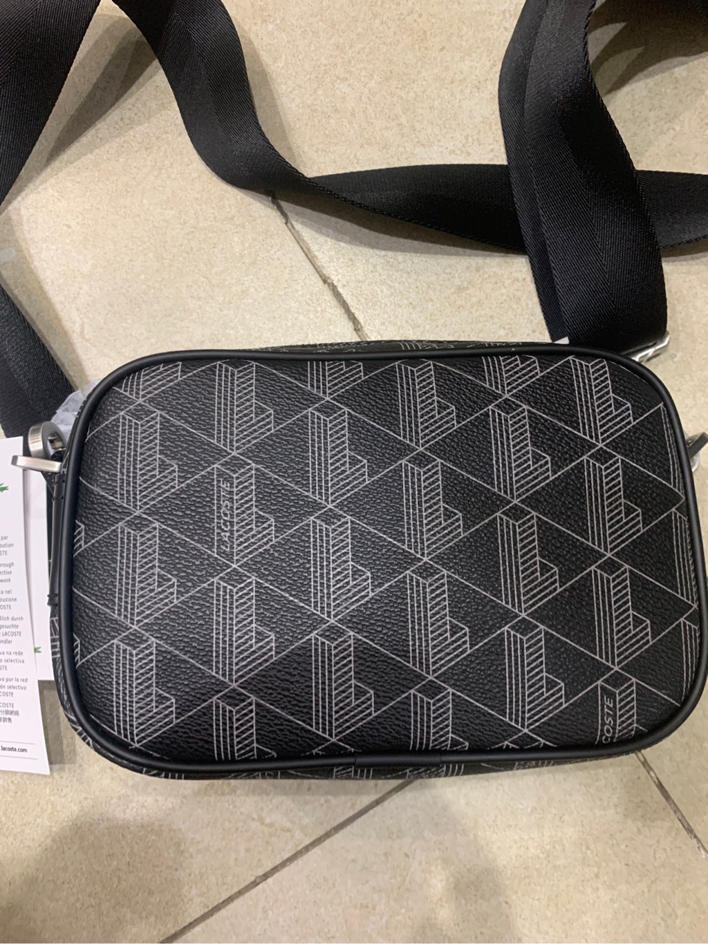Túi Lacoste - Đen hoạ tiết kẻ
