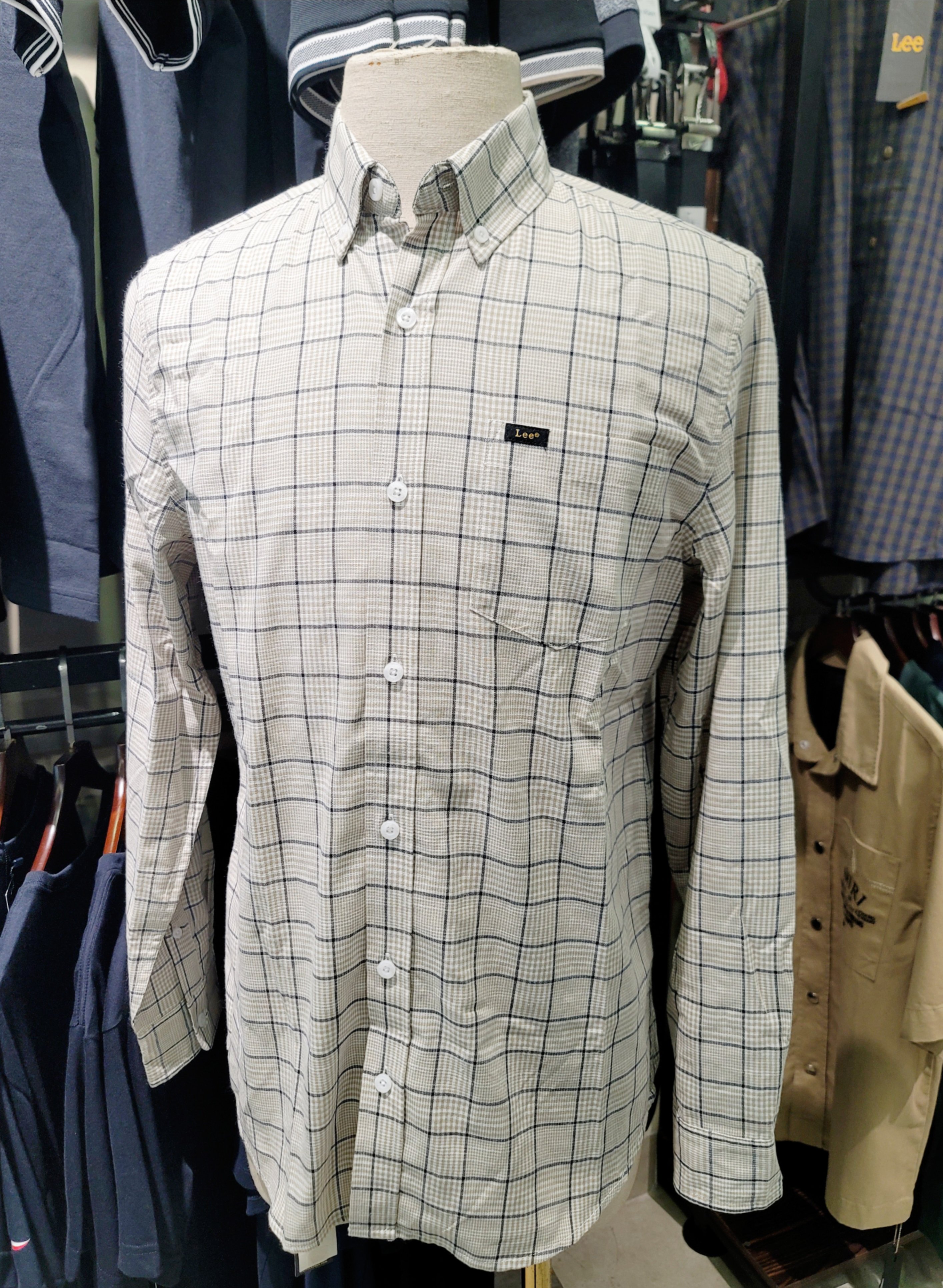 Sơ mi dài tay Lee - caro kẻ nhỏ vàng