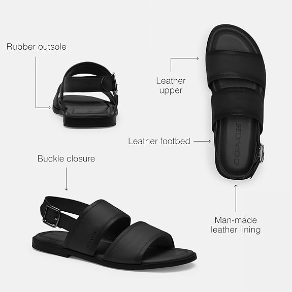 Coach mens Julian Two Strap Sandal Sandal - Black