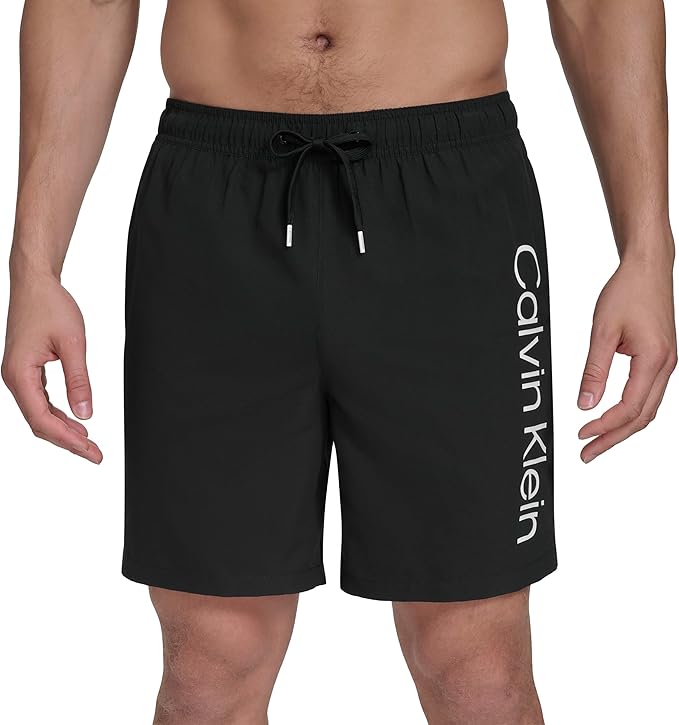 Calvin Klein Men's Volley Quick Dry Lightweight Swim Trunk - Black