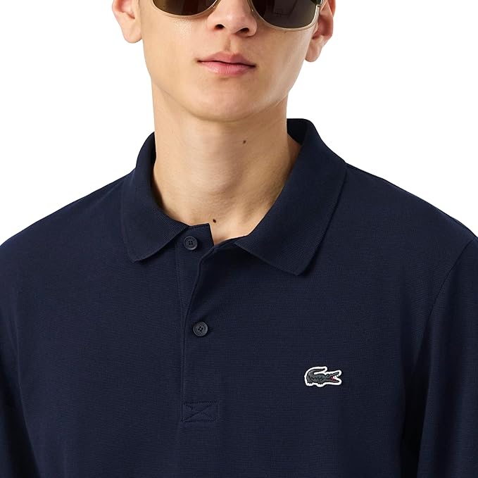 Polo Shirt Lacoste Regular Fit Long Sleeved Cotton Blend - Navy Blue