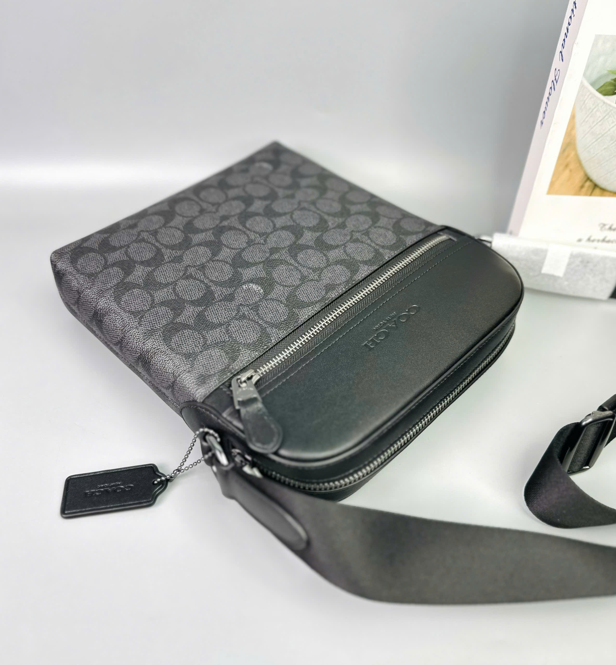 Túi Coach Nam Houston Flight Bag In Signature Canvas Charcoal