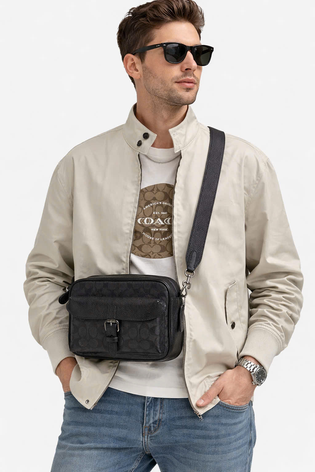 Coach Warner Crossbody Bag In Signature Canvas CW217QBMI5 Charcoal