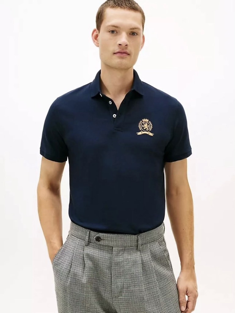 Polo Tommy Crest Logo Pique - Navy