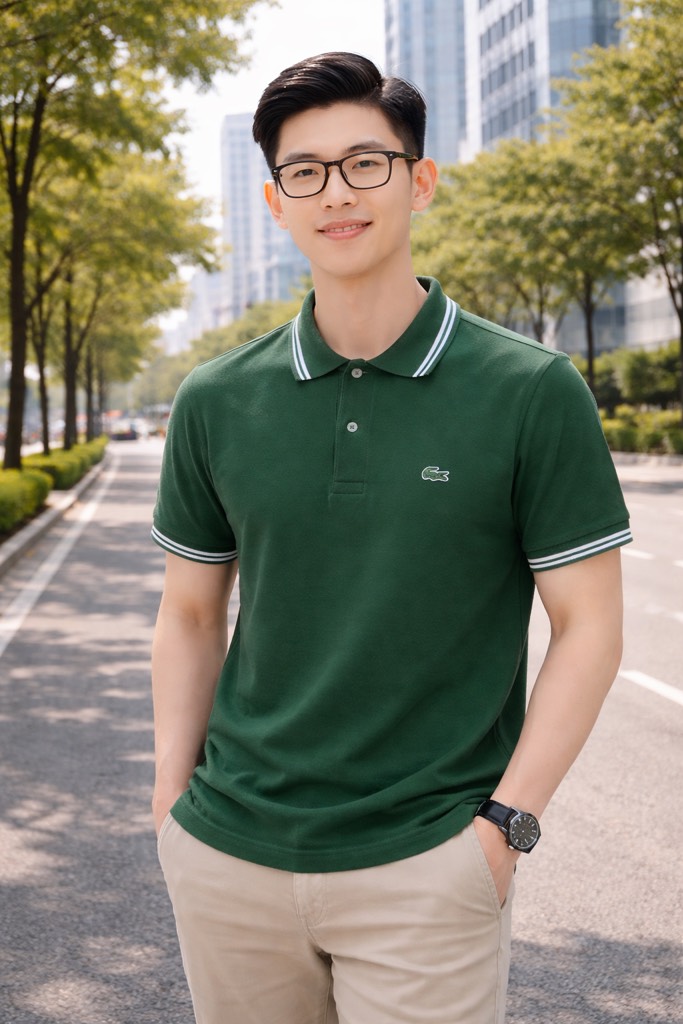 Polo Lacoste Smart Paris Contrast Neck - Green
