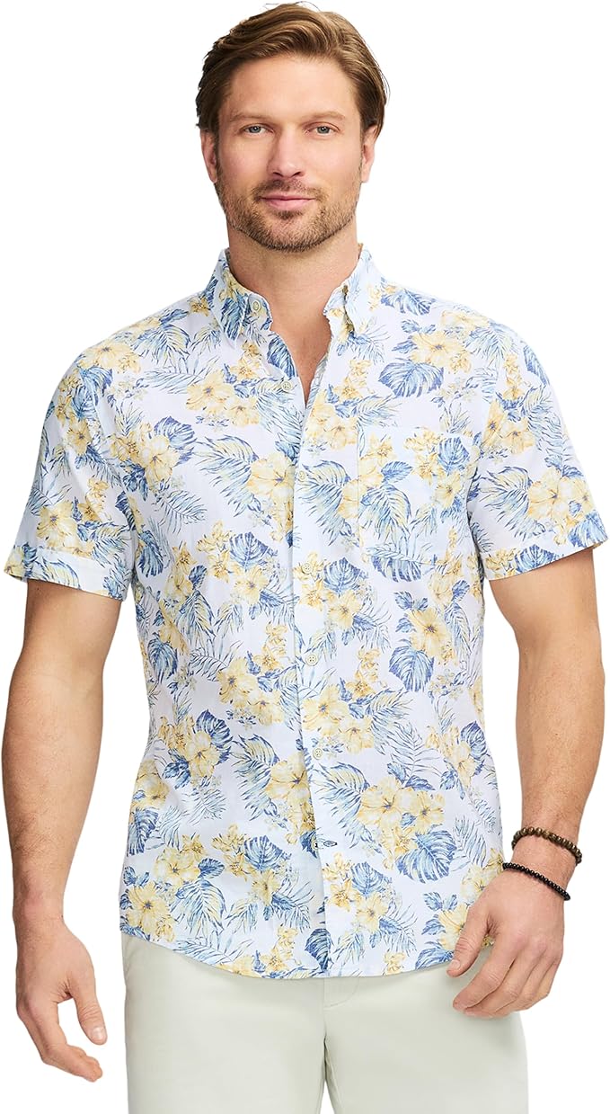 Sơ mi IZOD Saltwater Dockside Chambray S/S Button Down - Bright White Floral