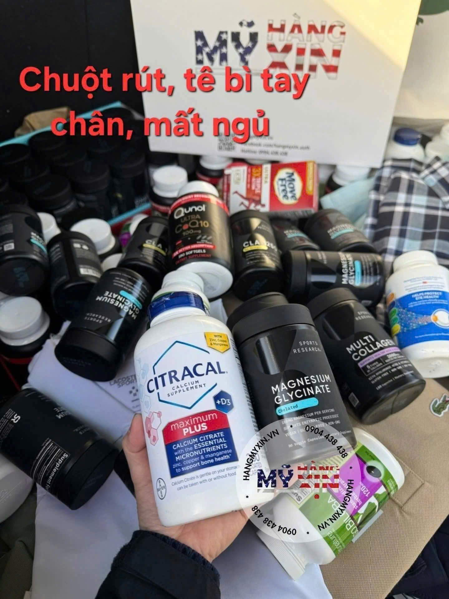 BỘ ĐÔI GIẢM CHUỘT RÚT, TÊ BÌ TAY CHÂN, CHẮC KHỎE XƯƠNG, HỖ TRỢ TIM MẠCH, GIÚP NGỦ NGON -CANXI CITRACAL+MAGIE GLYCINATE