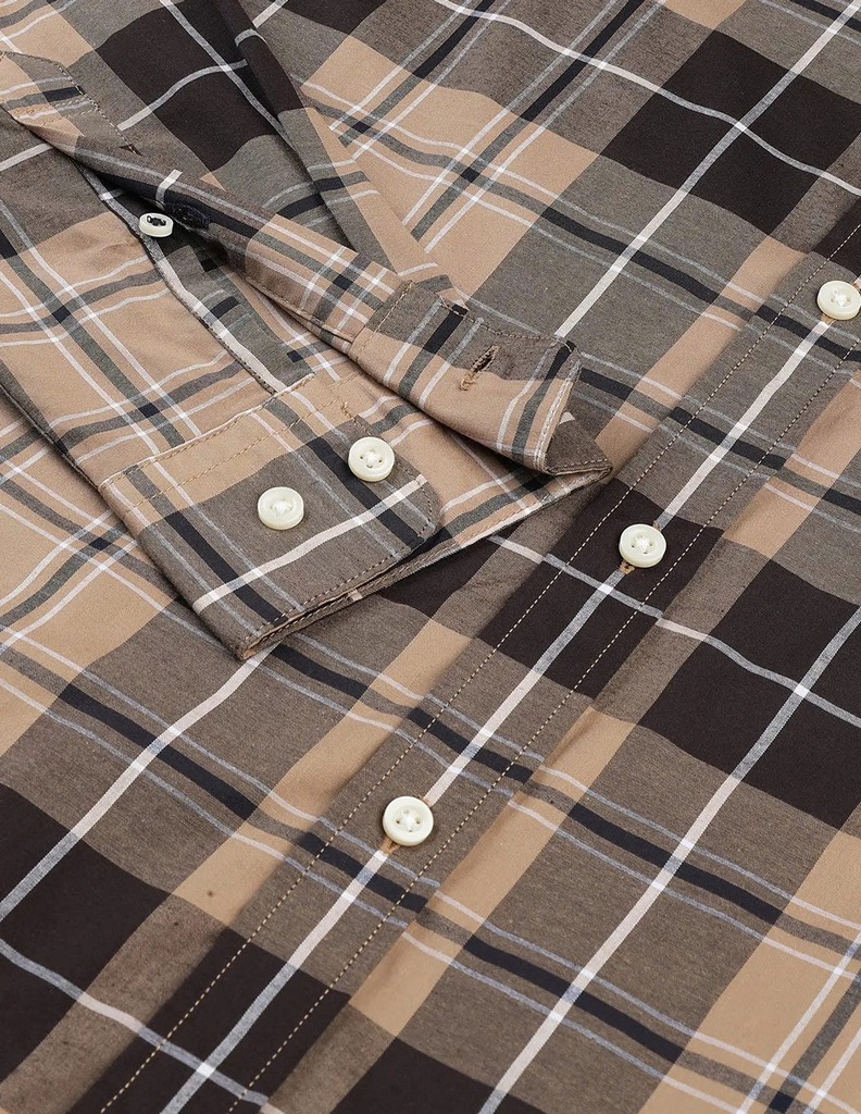 Sơ mi dài tay Tommy caro vuông vàng nâu đất