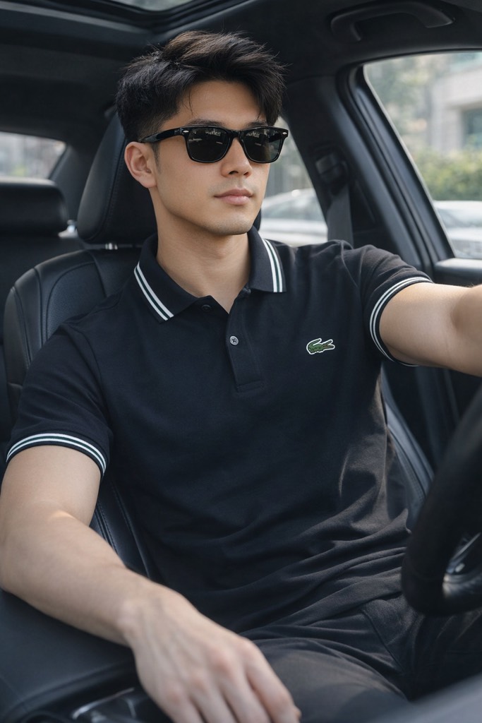 Polo Lacoste Smart Paris Contrast Neck - Black