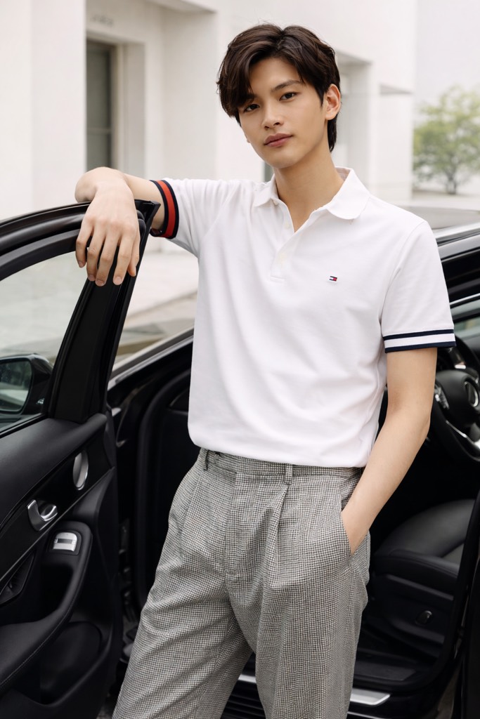 Polo Tommy Hilfiger Slim Fit Flag Tipped - Optic White