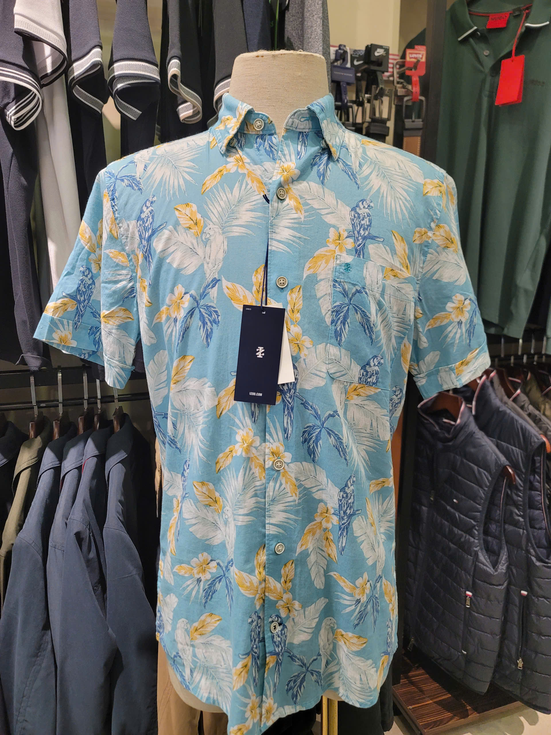 Sơ mi IZOD Saltwater Dockside Chambray S/S Button Down - Milky Blue