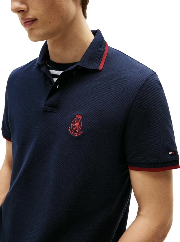 Polo Tommy Hilfiger with Embroidered Crest Design - Desert Sky