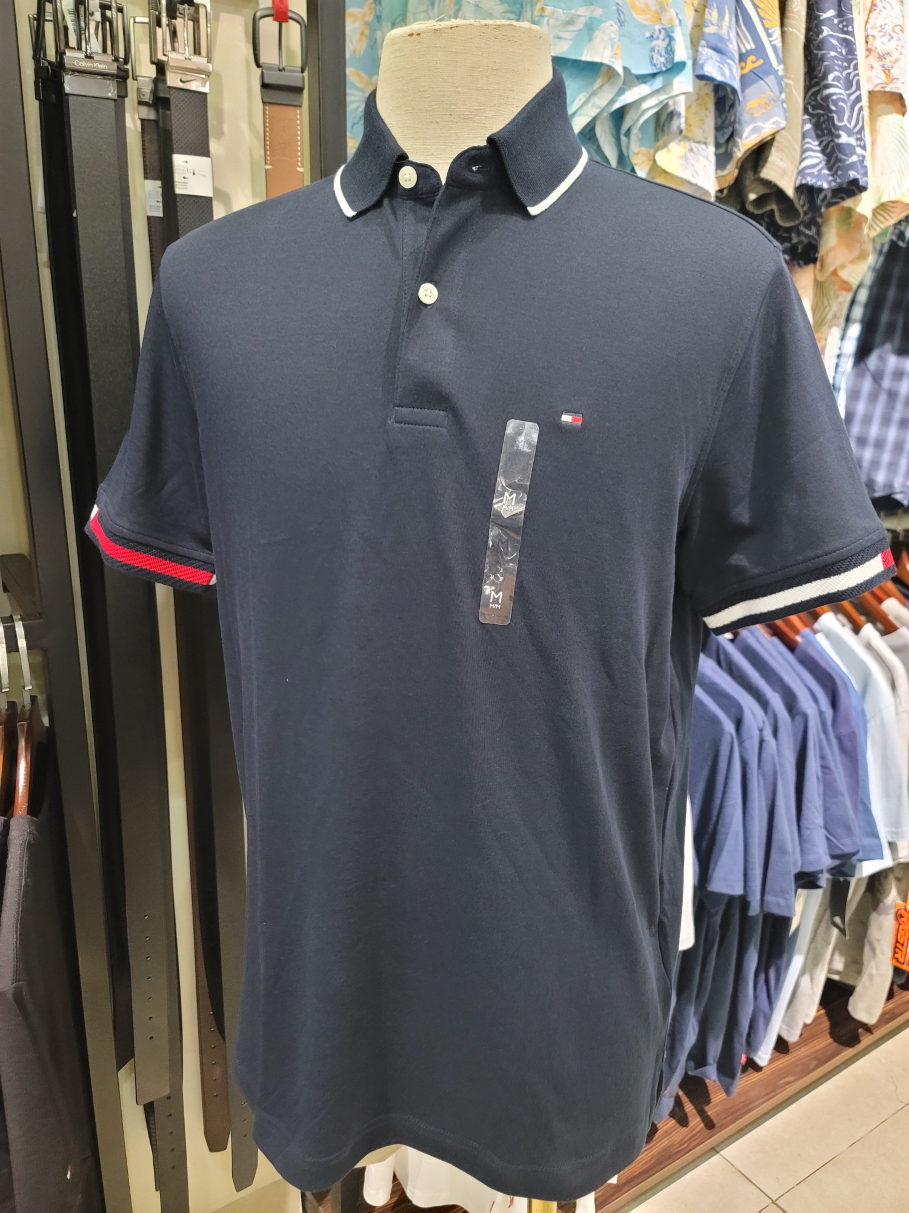 Polo Tommy Navy Regular - viền cổ trắng