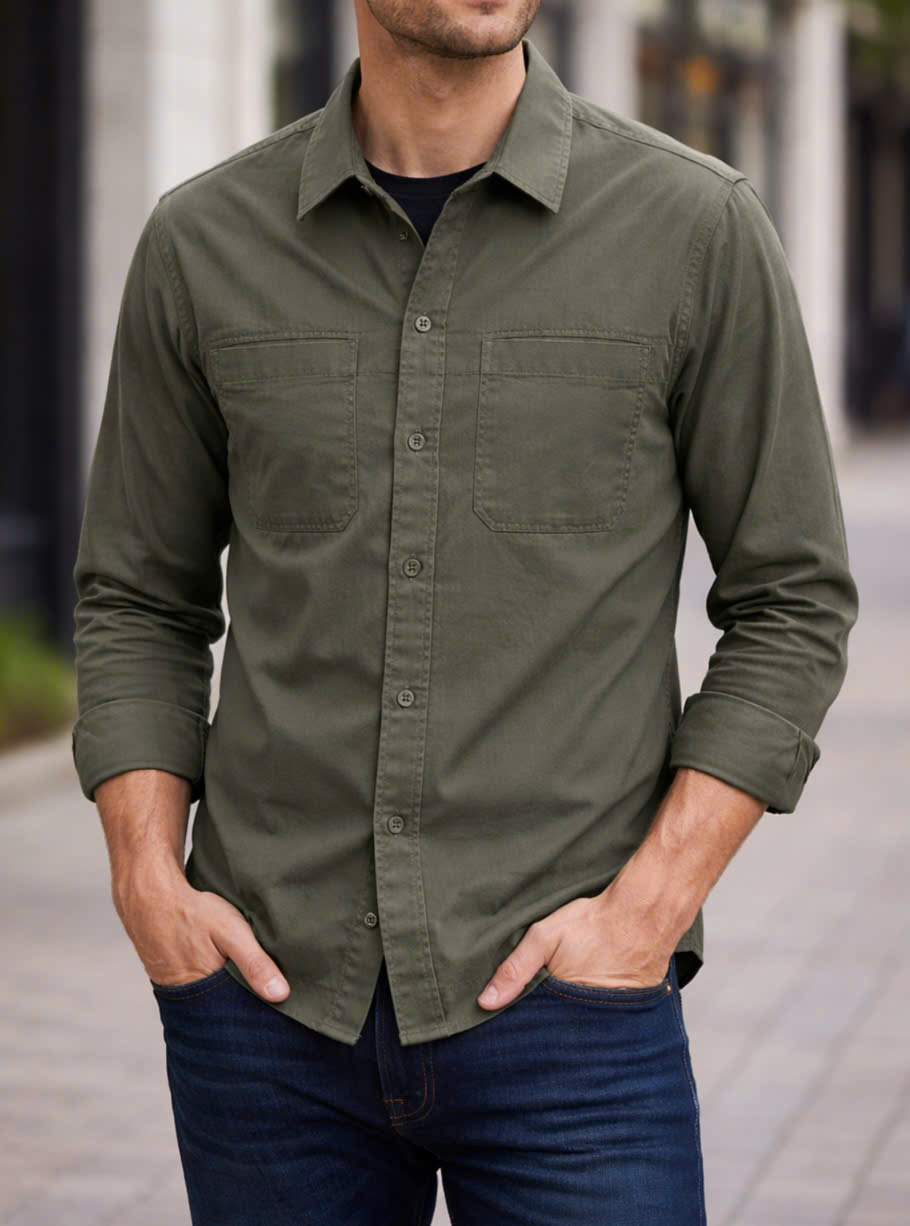 Áo sơ mi Wrangler® Men's Utility Shirt - Deep Depths