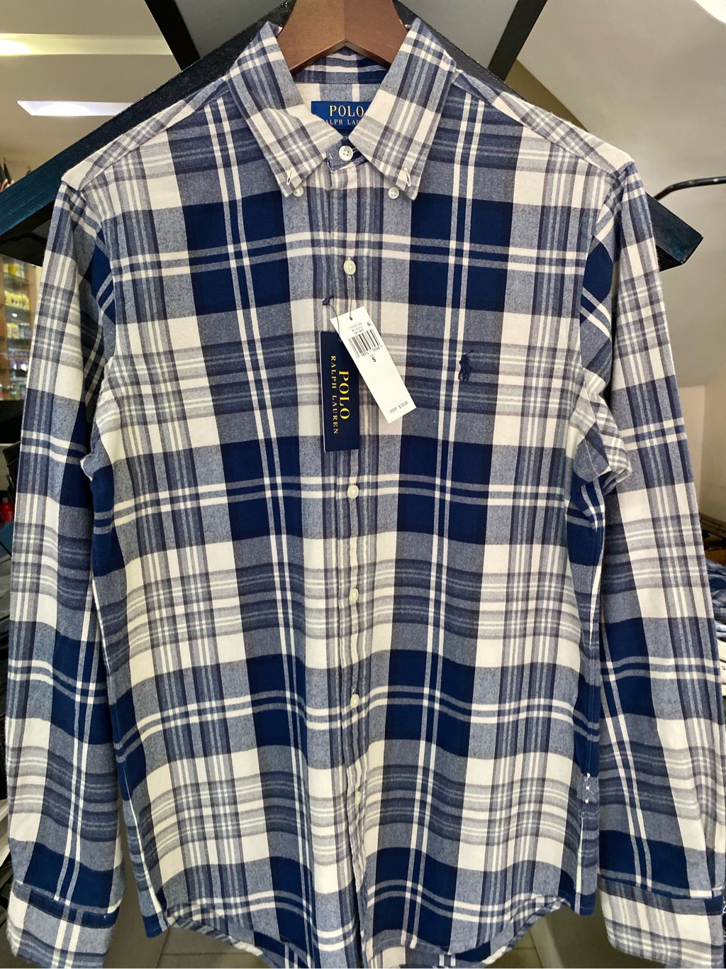 Sơ mi dài tay ralph lauren old white navy