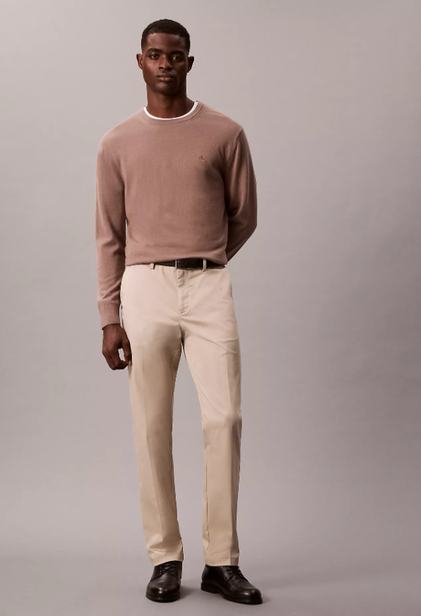 Trousers Calvin Klein Cotton Stretch Slim - Beige