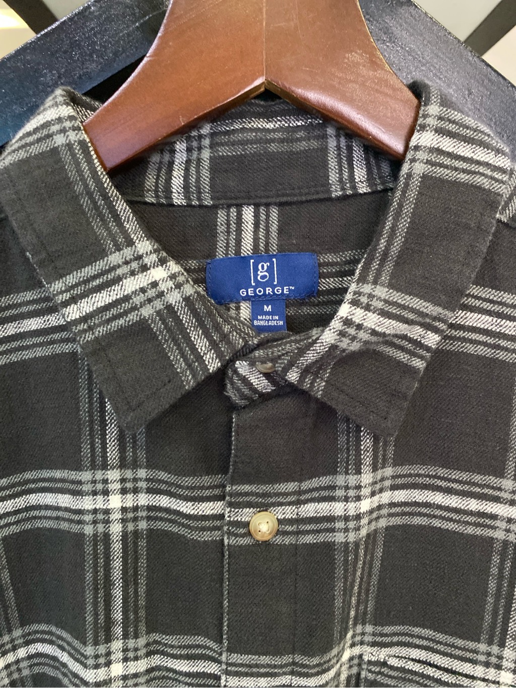 Sơ mi dài tay geogre gel slub shirt đen kẻ