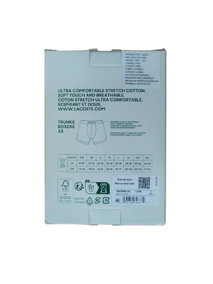 Boxer Lacoste Set 3 White/Red/Navy