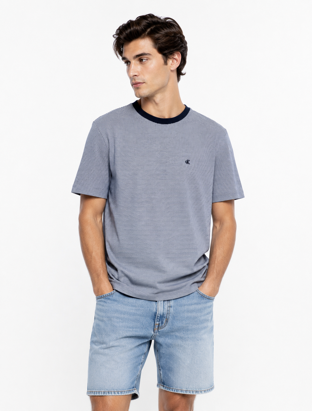 Thun calvin klein kẻ ngang nhỏ navy