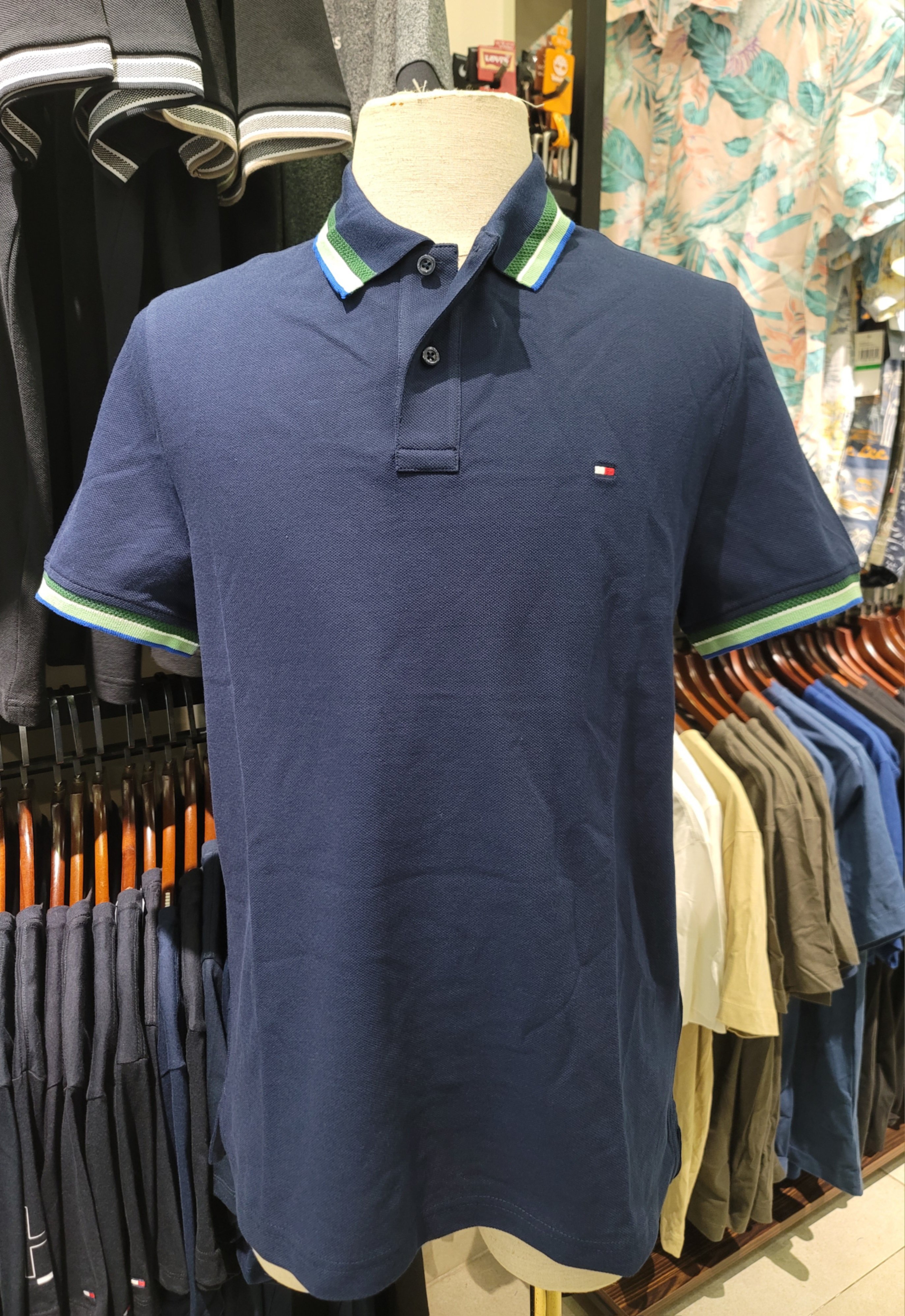 Polo Tommy Regular cổ xanh