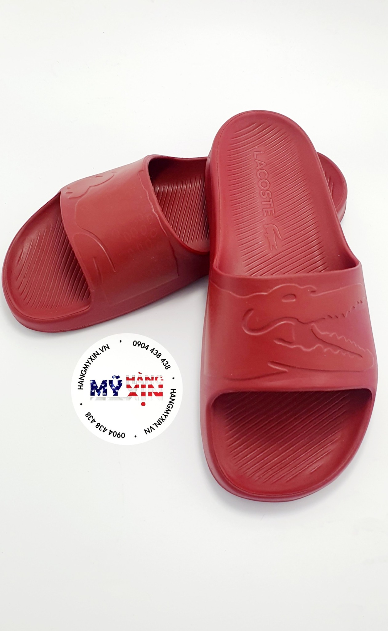 Dép Nam Lacoste Croco - Màu đỏ đậm