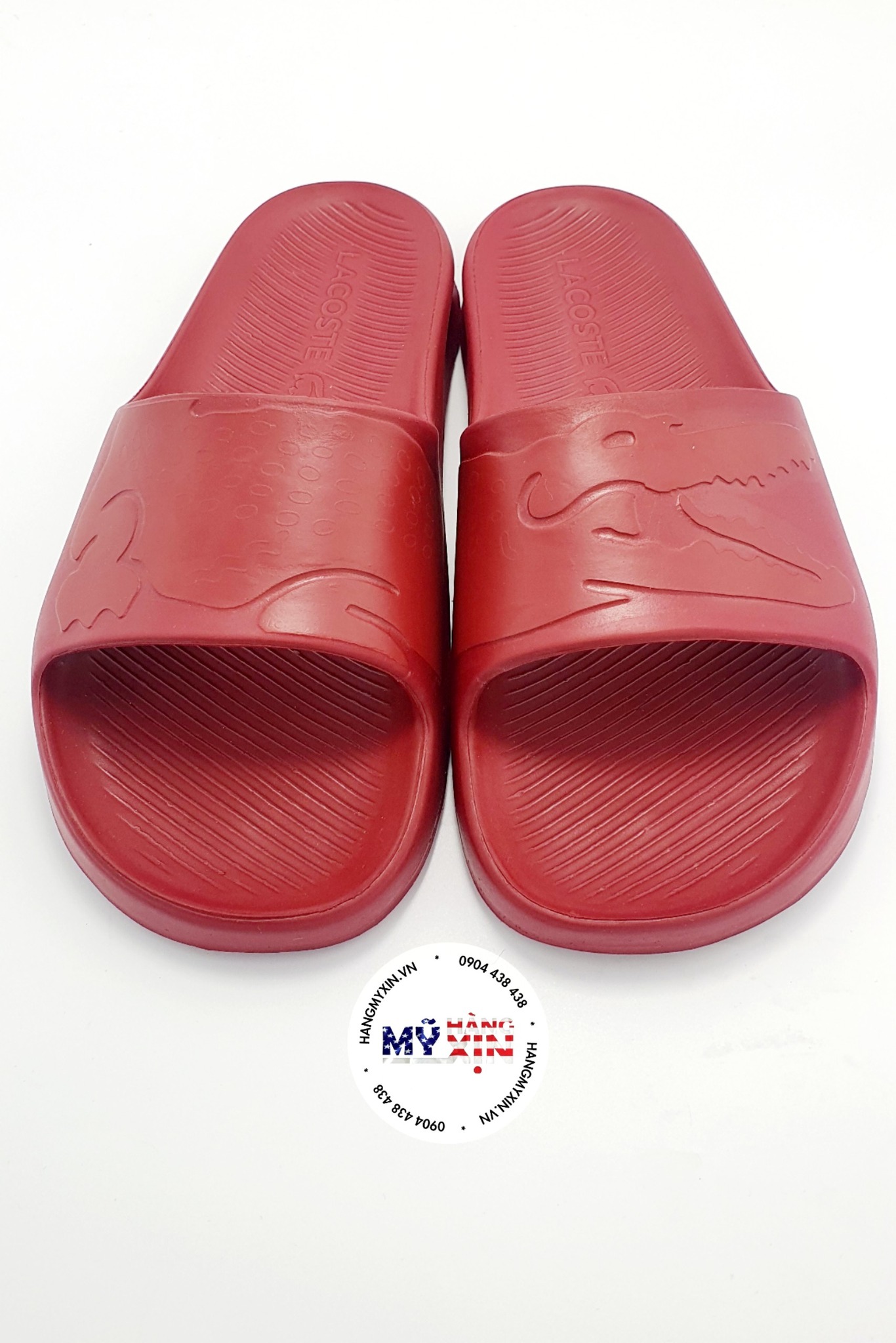 Dép Nam Lacoste Croco - Màu đỏ đậm