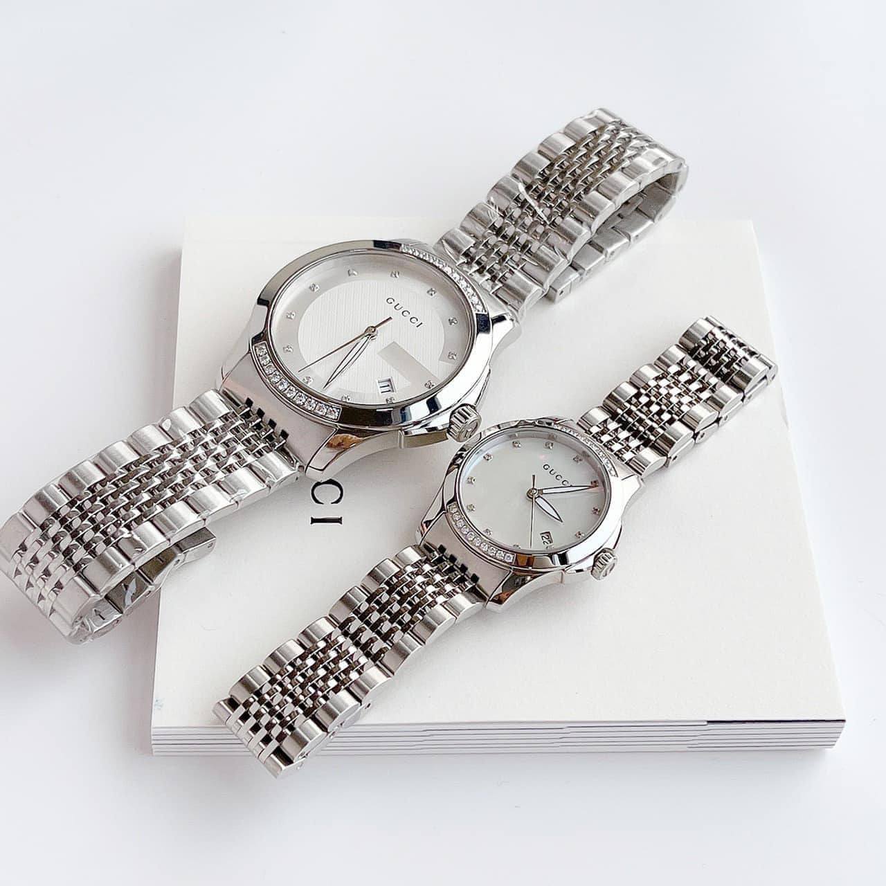 Gucci G-Timeless Diamonds Mother of Pearl Dial Silver Tone Diamond