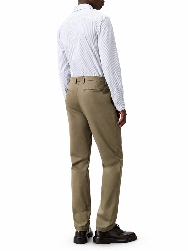 Trousers Calvin Klein Cotton Stretch Slim - Dusty Olive