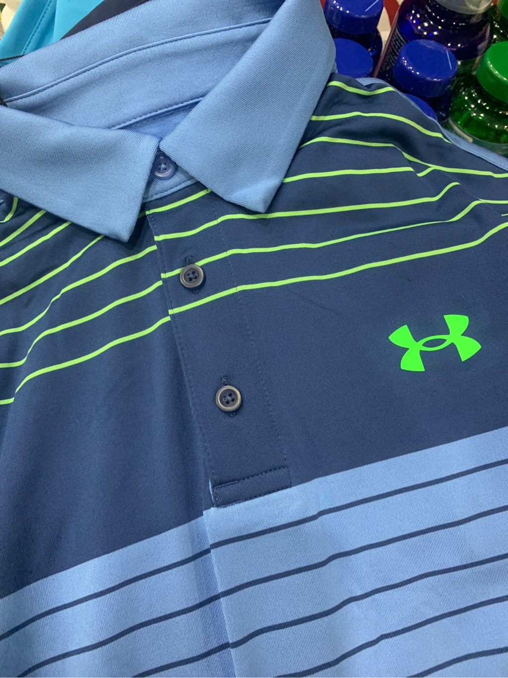 Áo Golf Nam Under Armour - Navy nhạt phối kẻ xanh lá