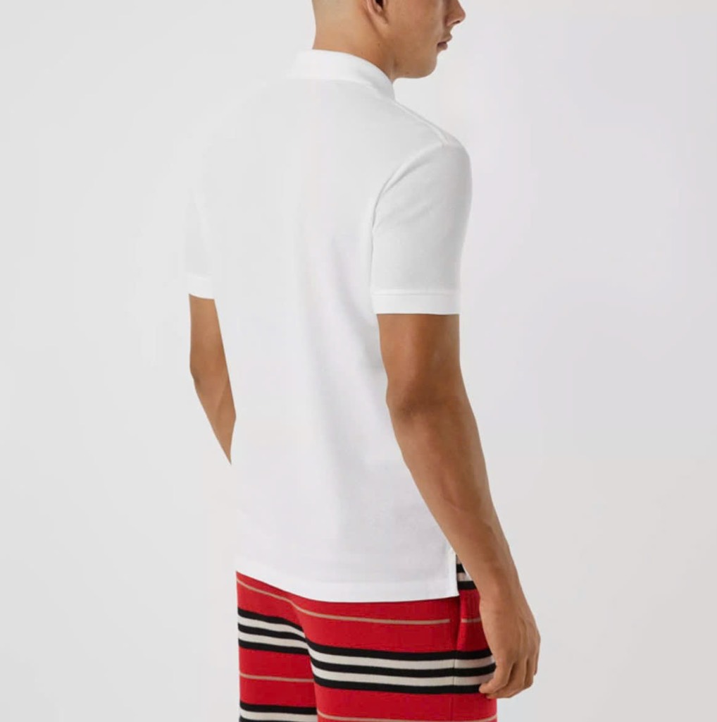 Polo Burberry TB trắng kẻ cổ - S
