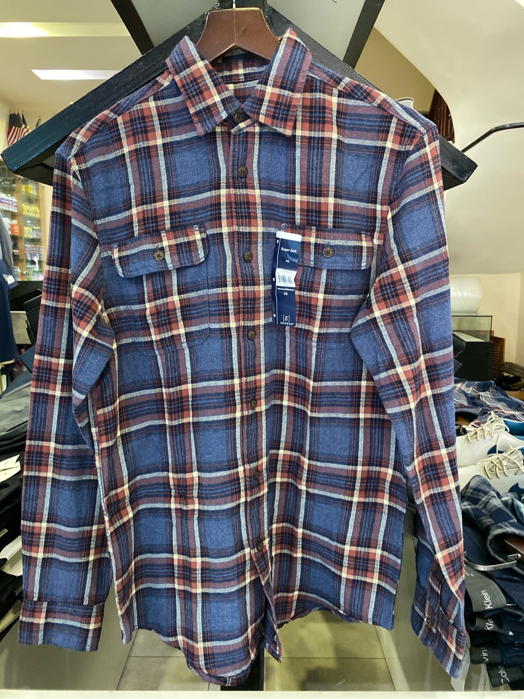 Sơ mi dài tay geogre navy heather plaid